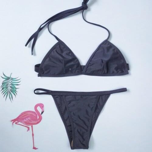 2019 Women Micro Bikini set Push Up Swimwear Solid Beach Bathing Suit Thong Swimsuit For Girls Bikini Swim Suit