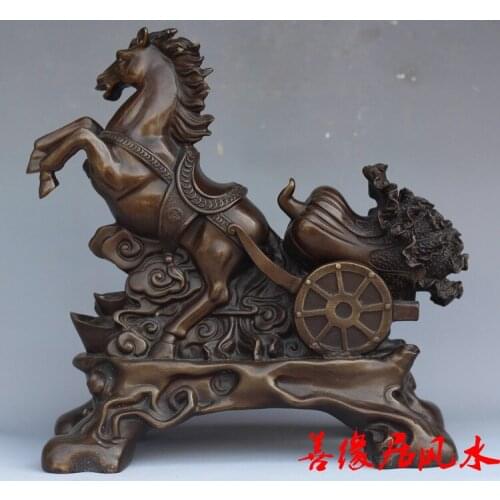30CM large 2020 SHOP business Porch lobby efficacious Mascot bronze horse cabbage meaning thriving Money FENG SHUI art Sculpture