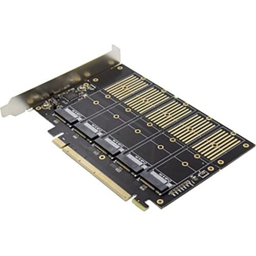 PCI-E X16 Adapter Card, JMB585 Chip M.2 Key B NVMe SSD Expansion Card NGFF Solid State Drive Adapter Card