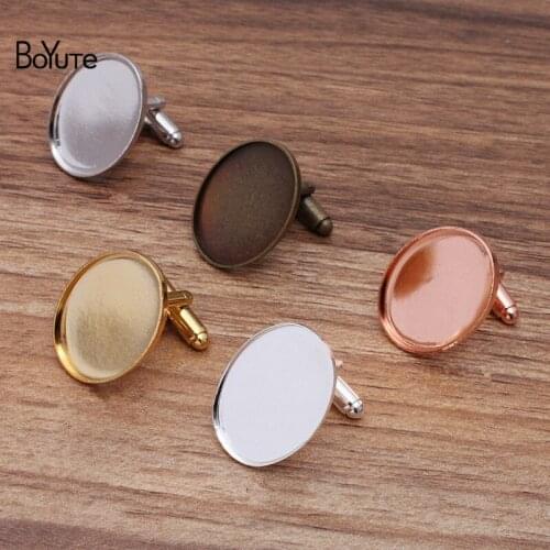 BoYuTe Custom Made (200 Pieces/Lot) 18*25MM Oval Pad Tray Cufflink Blanks Base Setting for Jewelry Makings