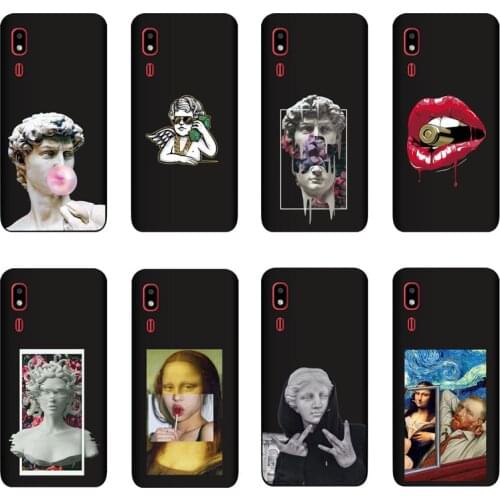 QAQsam Silicone For Samsung Galaxy A2 Core Case Cartoon Statue Abstract Art Painted Soft TPU Back Cover Capa Fundas