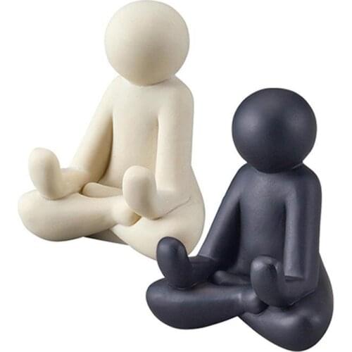 Black Stickman Figurine Meditation Ornaments 2 in 1 Universal Car Phone Holder Desk Mobile Phone Holder Stand in Car Home Decor