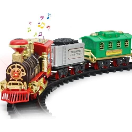 Children Lights and Sounds Christmas Electric Train Set Railway Tracks Toys Baby Home Train Sets for Kids Gift