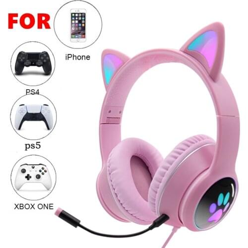 For PS4 Professional Gamer Headset Girl Cute Headset Double Noise-Cancelling Headset With Microphone RGB Gaming headphones Gift
