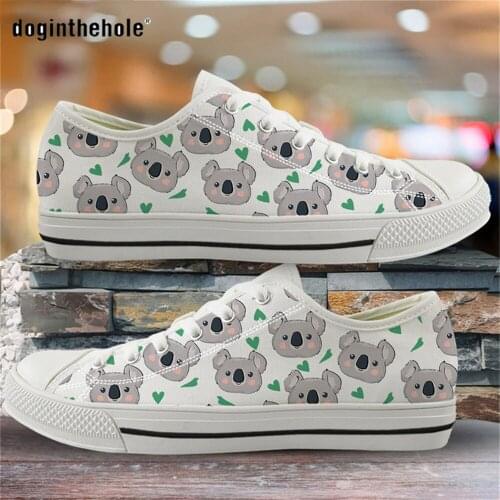 Doginthehole Womens Shoes Autumn Koala Lover Patterns Designer Brand Women Low Shoes Women Sneakers Footwear for Female