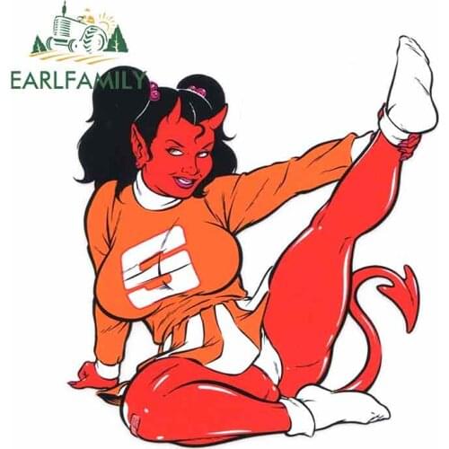 EARLFAMILY 13cm x 12.2cm Sexy Devil Girl Cheerleader Funny Car Stickers Anime RV VAN 3D DIY Fine Decal Vinyl JDM Truck Graphics