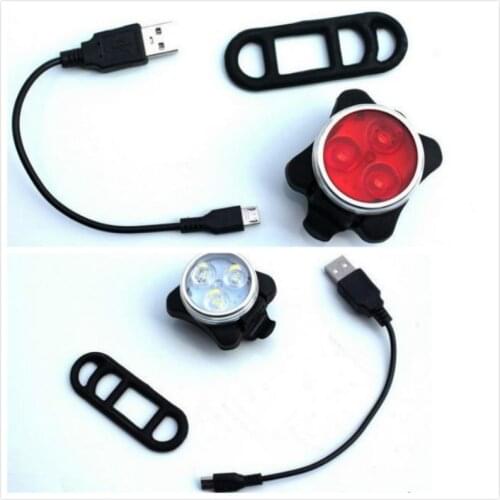 Bicycle Cycling Bike Head Front Rear Tail 3 LED light USB Rechargeable 4 modes Bicycle Lights Bike Warning Lights
