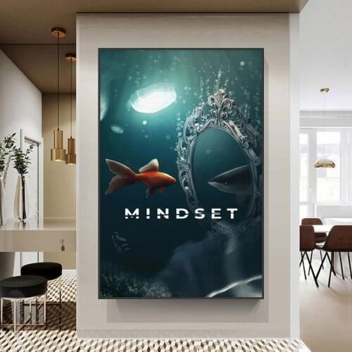 Goldfish Animal Canvas Painting Modern Poster Prints Mindset Motivational Wall Art Picture for Living Room Office Home Decor
