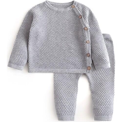 Two-piece Sets Kids Clothes Knitted Autumn Winter Toddler Kids Boys Clothes Sports Suit Newborn Long-sleeved Children Clothing