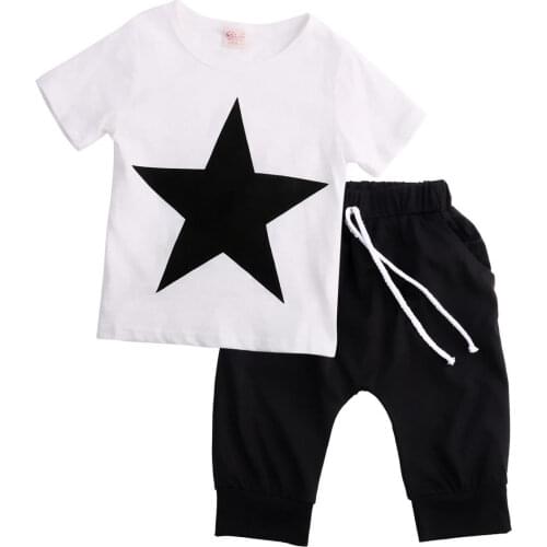 2017 Summer Toddler Kids Baby Boy Clothes Star T shirt Tops Harem Pants 2PCS Outfits Set Clothes 2-7T