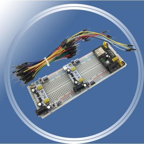 3.3V/5V MB102 Breadboard Power Module+MB-102 830 Points Prototype Bread board For Arduino DIY Kit +65 Flexible Jumper Wires