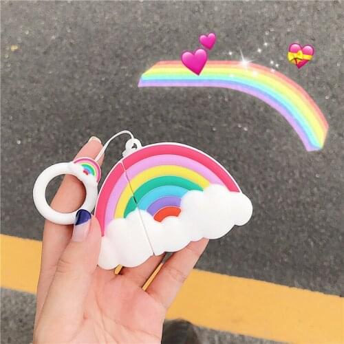 Cartoon Colorful Rainbow Pandent for Airpods 1 2 Case Good Quality Bluetooth Wireless Earphone Cover For Airpods Case Cute
