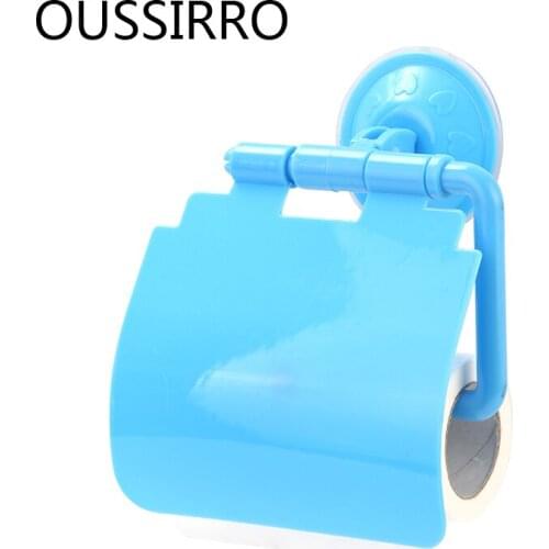Fashion Toilet Paper Holder With Sucker PP Storage Shelf For Kitchen Strong Suction Roll Paper Storage Rack Bathroom Accessories