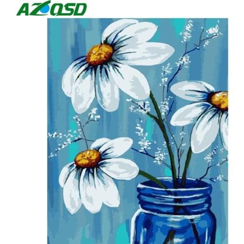AZQSD Picture Oil Painting By Numbers Flower Poppy Daisy Home Decor Acrylic Paint By Numbers Handicrafts Gift Wall Art