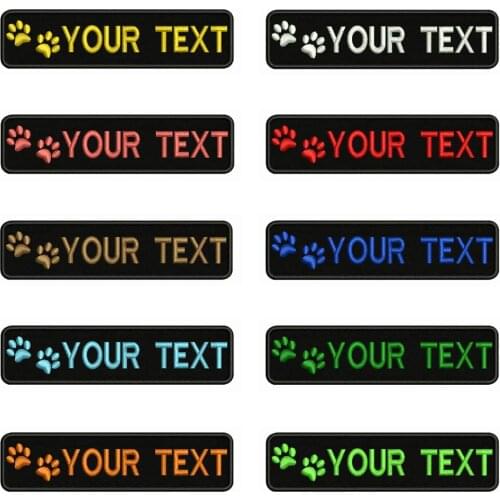Dog Paw logo Dog footprints 10X2.5cm Embroidery Custom Name Text Patch Stripes badge Iron On Or Velcro Patches For Dog Collar