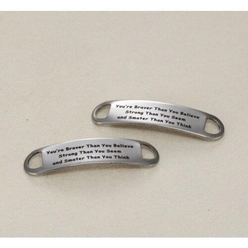 Stainless Steel You're Braver Than You Believe Rectangular Connector For Bracelets Customized Women Jewelry Accessories