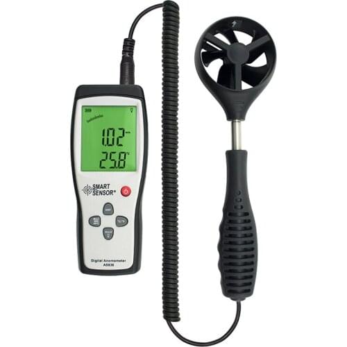 New Original SMART SENSOR AS836 Digital Air-Flow Gauge Anemometer Wind Speed Meter Temperature 0.3-45m/s Anemometer Wind Meter