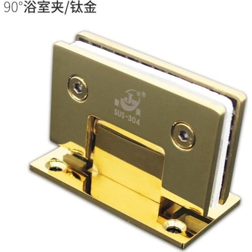 90 Degrees open 304 Stainless Steel Wall Mount Glass Shower Door Hinge gold