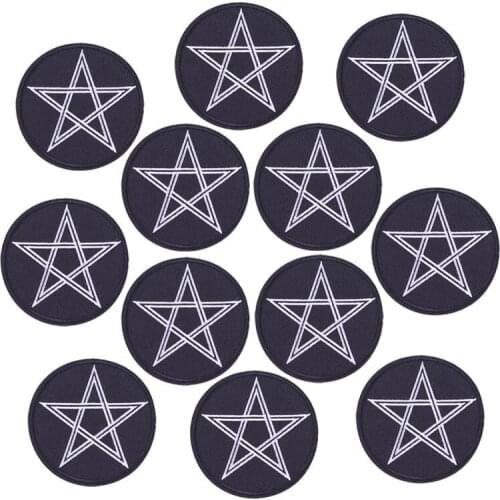 10PCS Pentagram Patch Embroidered Patches For Clothing Iron On Patches Cartoon Patches For Clothes Appliques Stripes Badges DIY