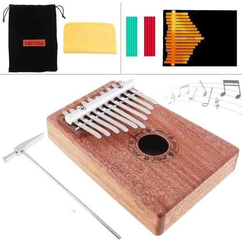 10 Key Kalimba Solid Mahogany Thumb Piano Mbira Natural Mini Keyboard Instrument with Accessories for beginners Performance