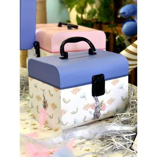 Gift Box Rectangular Suitcase Creative Gift Box Big Flower Packaging Box Christmas Valentines Day Birthday Gift Box