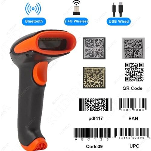 Bar Code Barcode Scanner Bluetooth 2.4G Wireless USB Wired Handheld Portable Barcode Reader CCD QR Code PDF417 DataMatrix Code