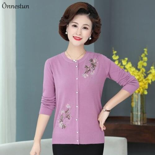 Embroidery Sweater Women New Autumn Causal Single-breasted Cardigan Knitted Crop Top Women Clothes O Neck Sweaters For Women