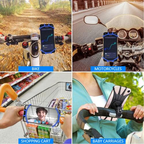360° Universal Silicone Phone Holder Bicycle Motorcycle Bike Stroller Handle Handlebar 360° Rotating Adjustable Balance