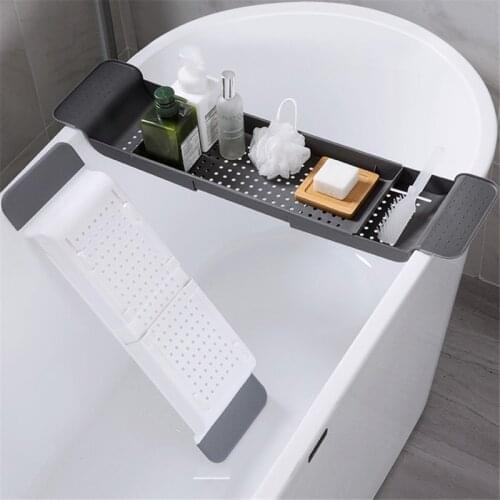 Bathtub Shelf Extendable Bathroom Bathtub Tray Shower Caddy Bamboo Bath Tub Rack Towel Book Holder Storage Organizer Accessories