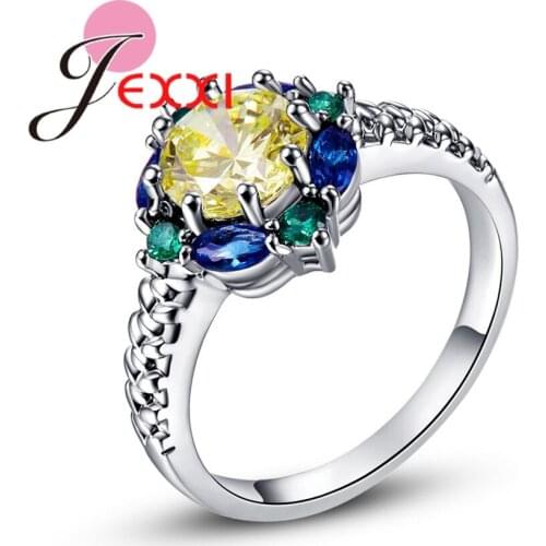 Luxury Women 925 Sterling Silver Wedding Rings AAA Cubic Zircon Crystal Friendship Birthday Gift Brilliant Jewelry