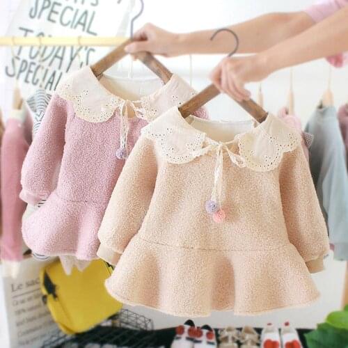JOCESTYLE Winter Baby Girls Thick Fleece Dress Infant Princess Party Cute Kids Dress Dropshipping