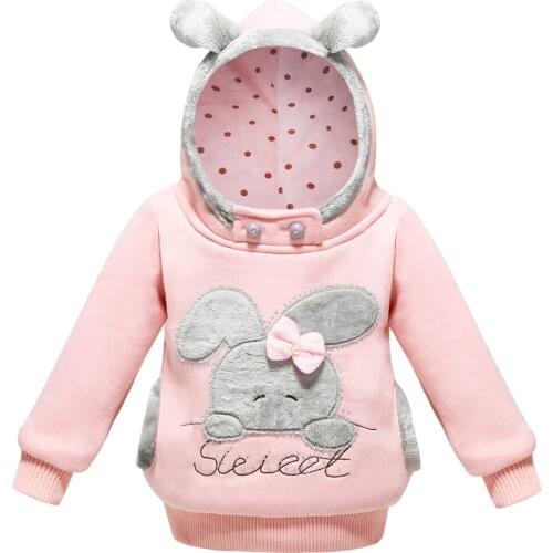 Baby Girl Clothes Winter Modis Sweatshirt Children Rabbit Hooded Long Sleeve Fleece Jacket With Pocket Kids Sweatershirt Clothes