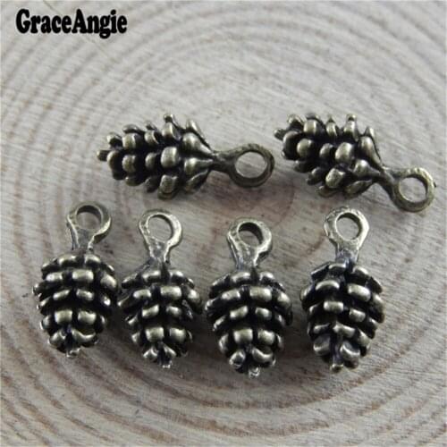 GraceAngie 15PC High Quality Antique Bronze Vivid Pinecone Neckalce Jewelry Making Accessory Pendant Charms Top Hole Handcraft