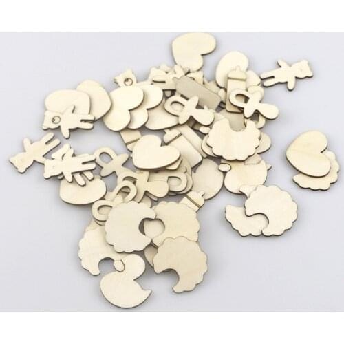 20PCS Unfinished Wood Cutouts Wood Animal Love Bear Shape Natural Wood Pieces for DIY Crafting Ornament Decorations