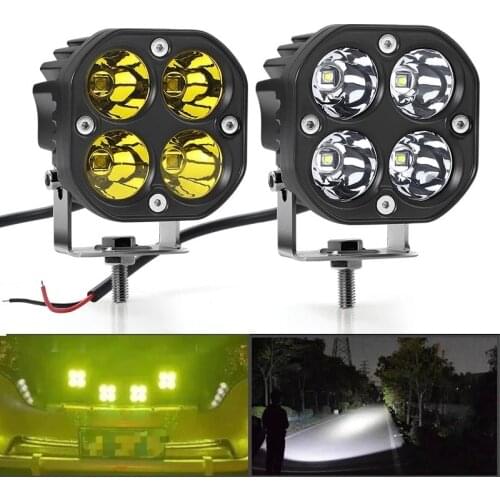 3 Inch Mini Led Work Light Square 40W Car Yellow White Spotlight 12V 24V Off Road Fog Lamp for Lada Truck 4X4 4WD Car Accessorie