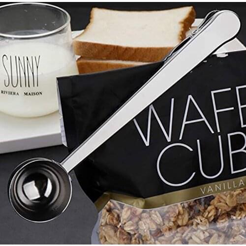 5Pcs Coffee Scoop Clip Tablespoon Stainless Steel Silver Coffee Scooper Coffee Spoon with Long Handle Kitchen Tools