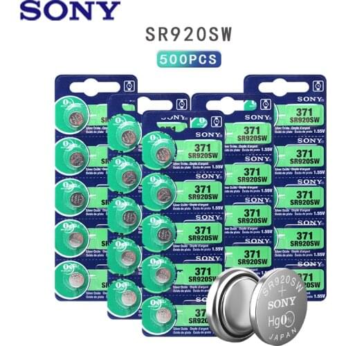 500pcs For Sony 100% Original 370 AG6 371 SR920SW 920 1.55V Watch Battery SR920SW 371 Button Coin Cell Batteries MADE IN JAPAN