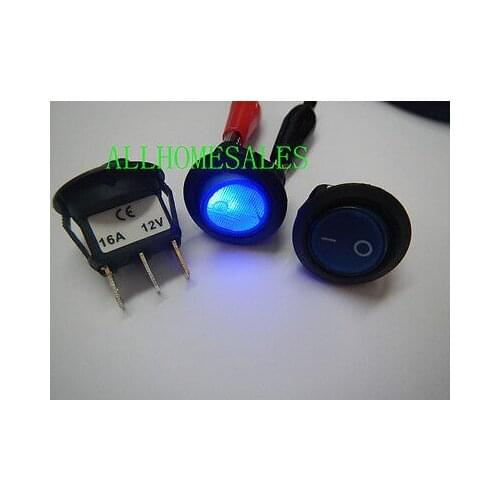 50p 12V Round Screen BLUE green red yellow LED Lighted illuminated Rocker Switch, 8CB