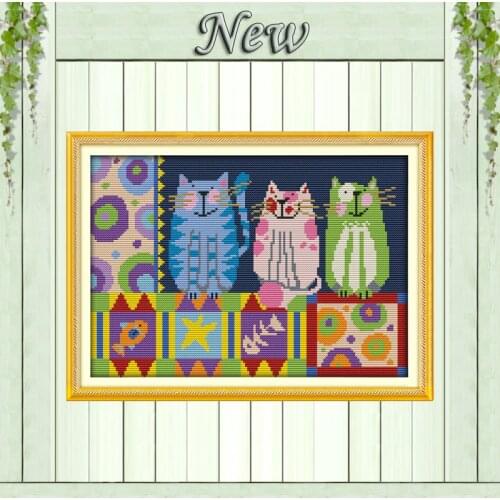 Abstract painting cats lovely city cat DIY counted printed on canvas DMC 11CT 14CT kits Cross Stitch embroidery needlework Sets