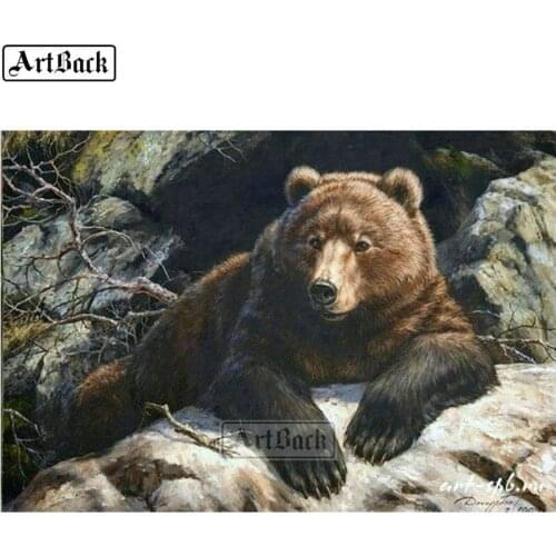5d diy diamond painting animal full square brown bear 3d diamond marseille diamond embroidery sticker decoration bear