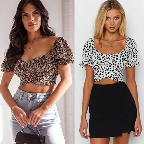 Blouses Womens Blouse Sexy Crop Top Halter Strap Leopard Print Slim Backless Lace-Up Female Shirts For Woman Shirt Femme Blusas
