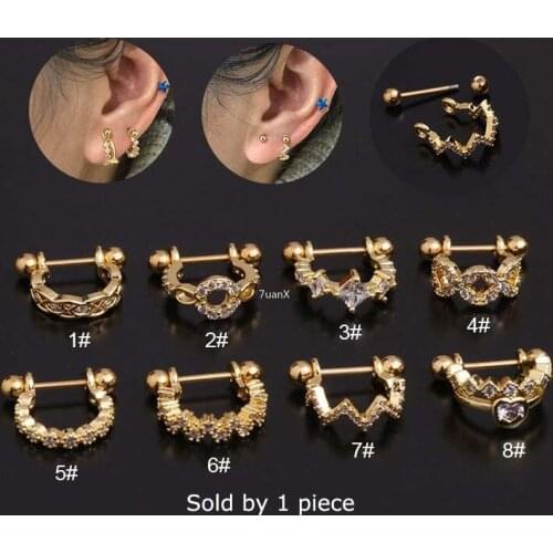 1 Piece U Shape Conch Helix Lobe Piercing Cartilage Tragus Earrings Stainless Steel 20Gauge