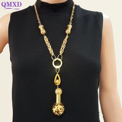 Long Chain African gold jewelry necklace long drop fashion jewelry accessories Long Chain Party Wedding Neclace