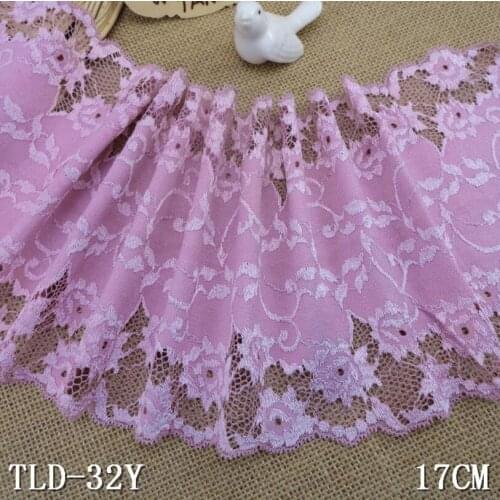 Wholesale 30 Yards Costume Decor Embroidery Sew DIY Craft Elastic Lace Trim 17cm Width