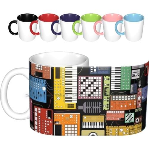 Electronic Musician Synthesizer And Drum Machine Dj Ceramic Mugs Coffee Cups Milk Tea Mug Synth Synthesizer Player Drum Machine