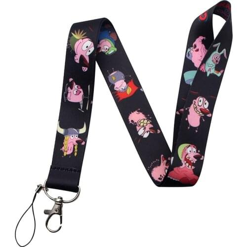 ER336 High Quality Cartoon Dog Key Chain Black Lanyard Gifts For Child Students Friends Phone USB Badge Holder Necklace