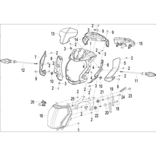 Headlight front turning signal faring instrument speed meter page of Benelli TNT150 BJ150-29A BJ150-29B