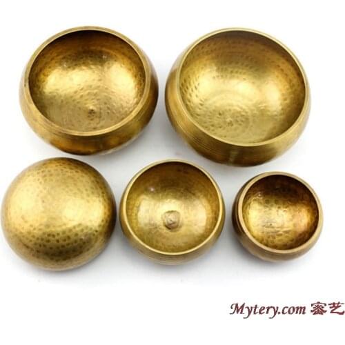 Yoga Healing Music Bowl Fine Quality Tibet Brass Golden Singing bowl Hand Hammered Bowls 8.5cm 9.5cm 11cm TBC946