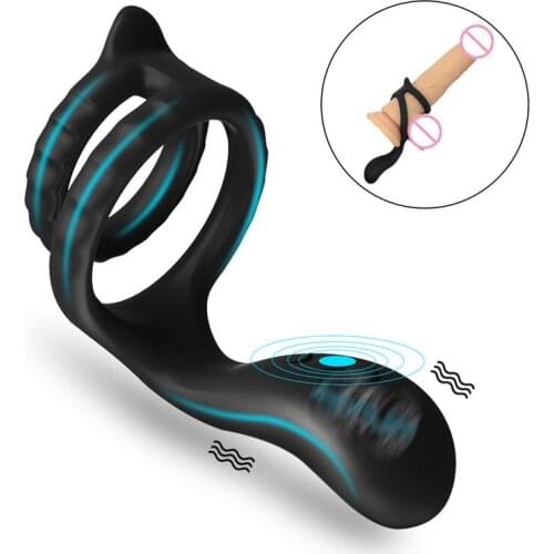 Penis Cock Ring Vibrator Delay Ejaculation Male Masturbation Dick Erection Sperm Lock Couples Sex Toys for Men Erotic Product