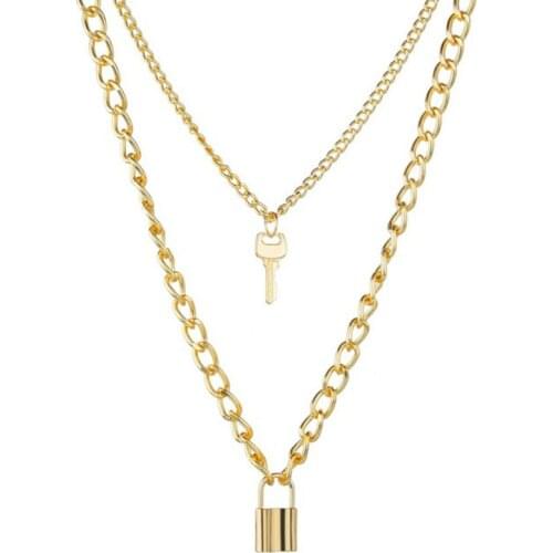 Hot Fashion Multilayer Hip Hop Long Chain Necklace For Women Men Jewelry Gifts Key Cross Pendant Necklace Accessories